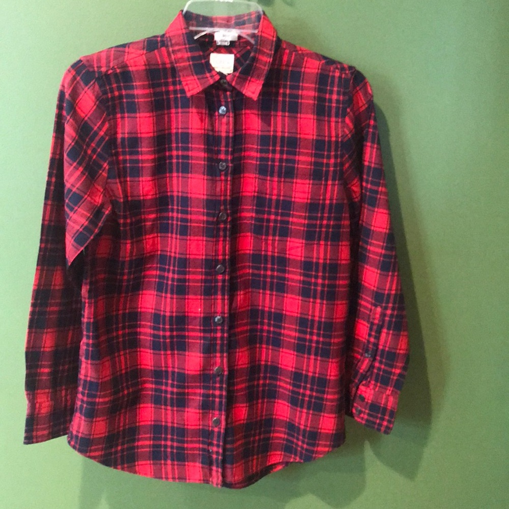 J Crew Petite Boy Fit LongSleeve Flannel Shirt